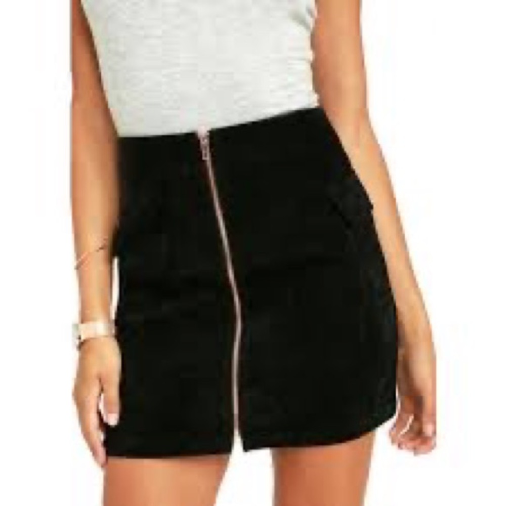 MinkPink Feelin It Black Suede Mini Skirt Medium